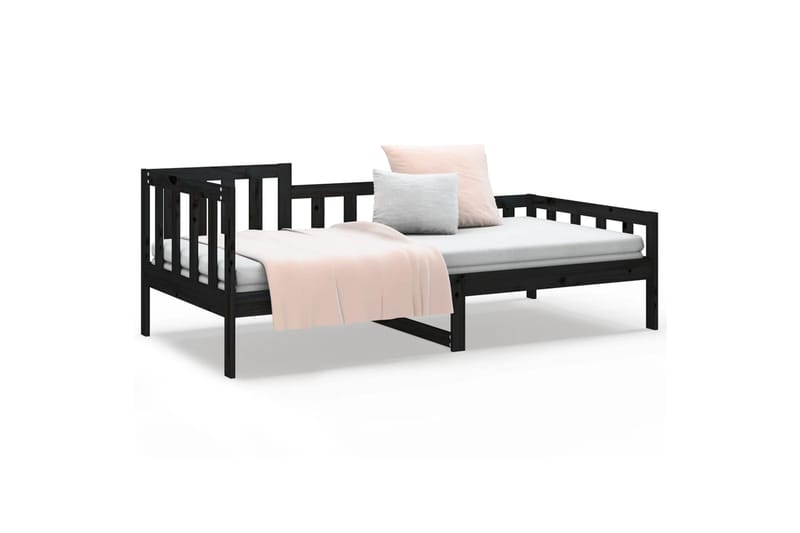 beBasic Sohvasänky musta 90x200 cm täysi mänty - Musta - Huonekalut - Sänky - Sänkykehikot & sängynrungot