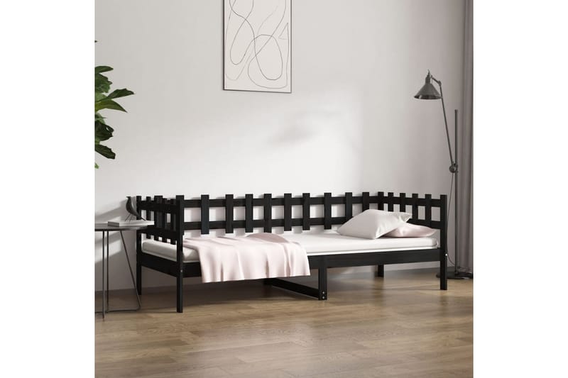 beBasic Sohvasänky musta 90x200 cm täysi mänty - Musta - Huonekalut - Sänky - Sänkykehikot & sängynrungot