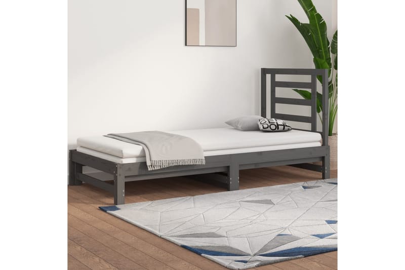 beBasic Sohvasänky ulosvedettävä harmaa 2x (90x200) cm täysi mänty - Harmaa - Huonekalut - Sänky - Sänkykehikot & sängynrungot