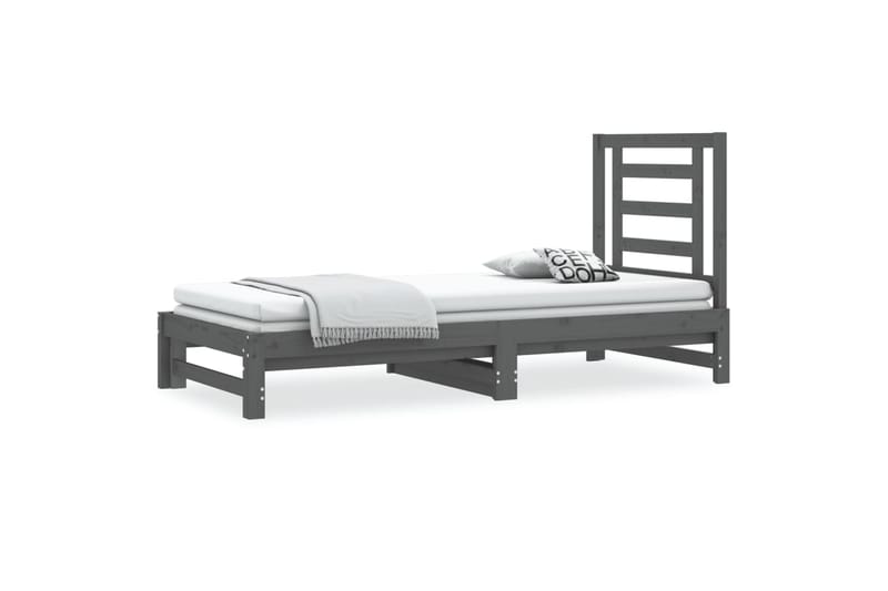 beBasic Sohvasänky ulosvedettävä harmaa 2x (90x200) cm täysi mänty - Harmaa - Huonekalut - Sänky - Sänkykehikot & sängynrungot