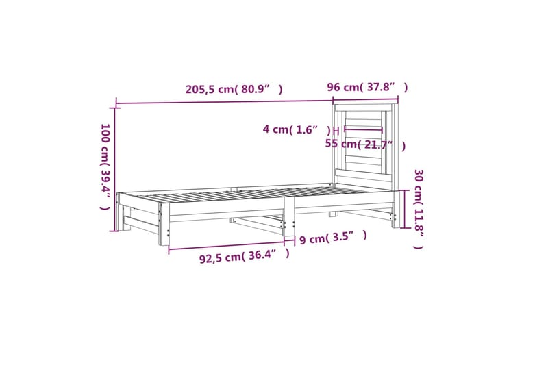 beBasic Sohvasänky ulosvedettävä harmaa 2x (90x200) cm täysi mänty - Harmaa - Sänkykehikot & sängynrungot