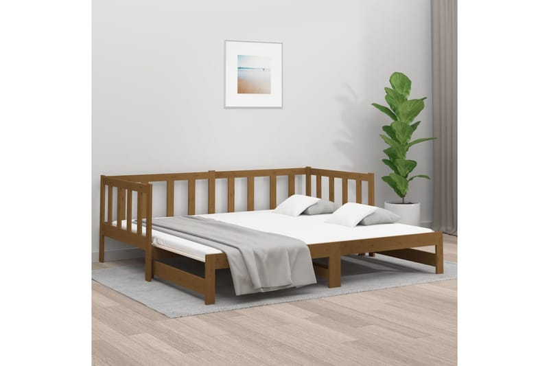 beBasic Sohvasänky ulosvedettävä hunajanrusk 2x (90x190) cm täysi mänty - Ruskea - Huonekalut - Sänky - Sänkykehikot & sängynrungot