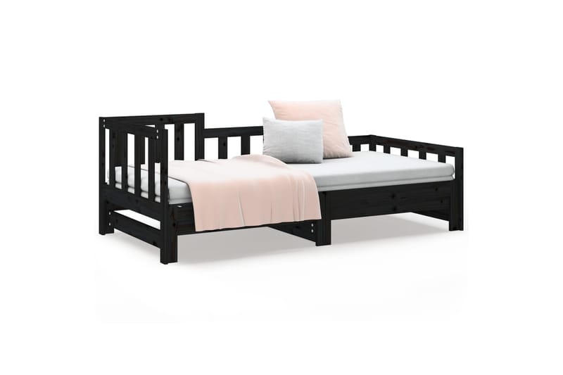 beBasic Sohvasänky ulosvedettävä musta 2x (80x200) cm täysi mänty - Musta - Huonekalut - Sänky - Sänkykehikot & sängynrungot