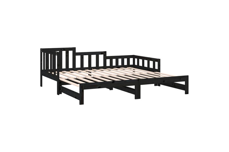 beBasic Sohvasänky ulosvedettävä musta 2x (80x200) cm täysi mänty - Musta - Huonekalut - Sänky - Sänkykehikot & sängynrungot