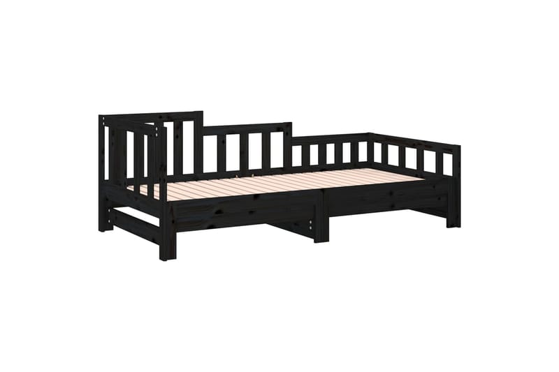 beBasic Sohvasänky ulosvedettävä musta 2x (80x200) cm täysi mänty - Musta - Huonekalut - Sänky - Sänkykehikot & sängynrungot