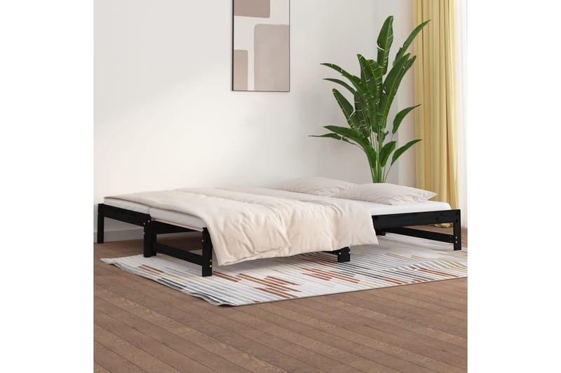 beBasic Sohvasänky ulosvedettävä musta 2x (90x200) cm täysi mänty - Musta - Huonekalut - Sänky - Sänkykehikot & sängynrungot