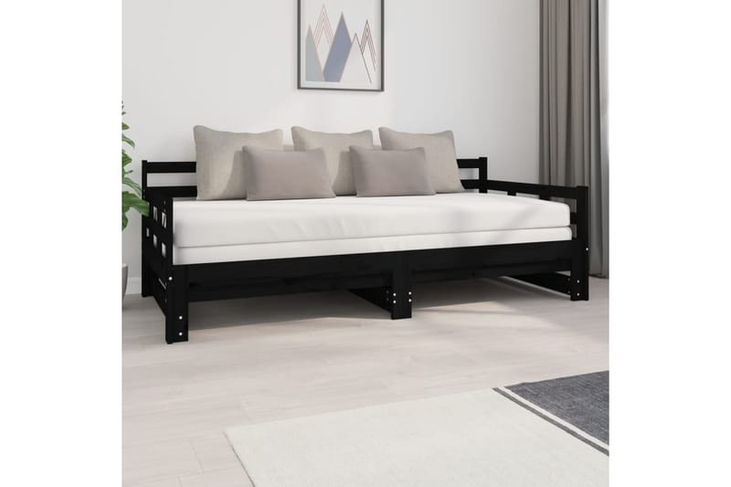 beBasic Sohvasänky ulosvedettävä musta täysi mänty 2x (90x200) cm - Musta - Huonekalut - Sänky - Sänkykehikot & sängynrungot