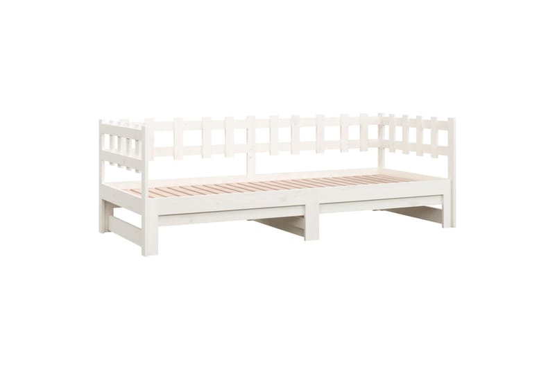 beBasic Sohvasänky ulosvedettävä valkoinen 2x (80x200) cm täysi mänty - Valkoinen - Huonekalut - Sänky - Sänkykehikot & sängynrungot