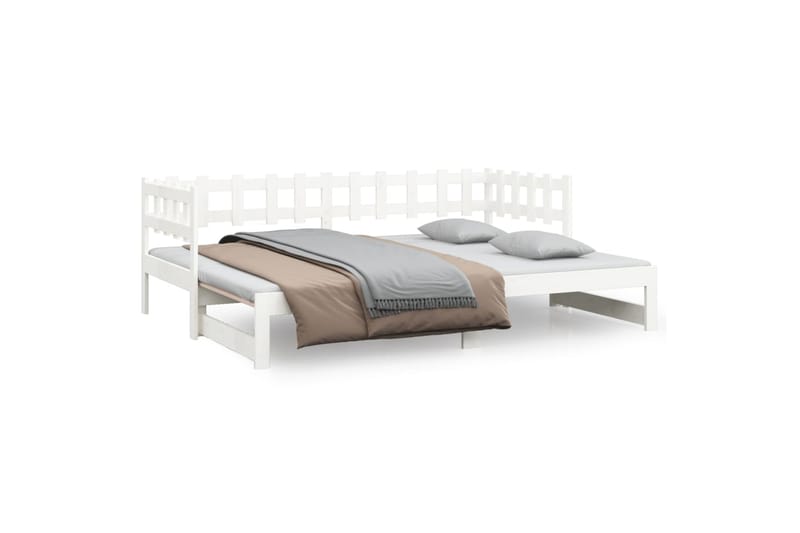 beBasic Sohvasänky ulosvedettävä valkoinen 2x (80x200) cm täysi mänty - Valkoinen - Huonekalut - Sänky - Sänkykehikot & sängynrungot
