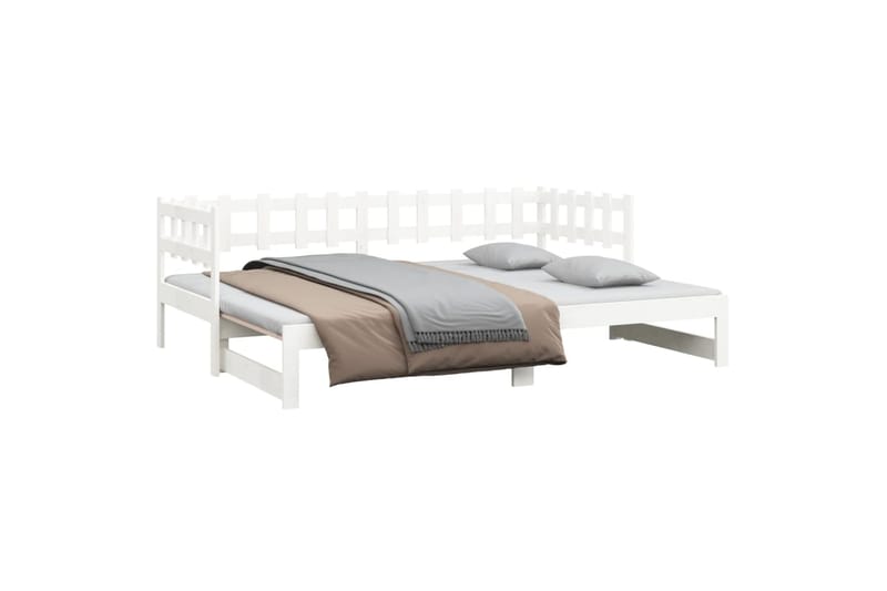 beBasic Sohvasänky ulosvedettävä valkoinen 2x (80x200) cm täysi mänty - Valkoinen - Huonekalut - Sänky - Sänkykehikot & sängynrungot