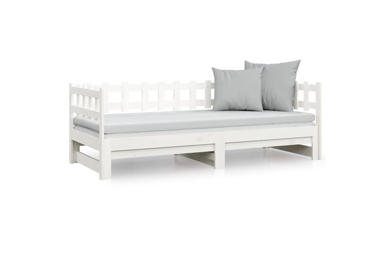 beBasic Sohvasänky ulosvedettävä valkoinen 2x (80x200) cm täysi mänty - Valkoinen - Huonekalut - Sänky - Sänkykehikot & sängynrungot