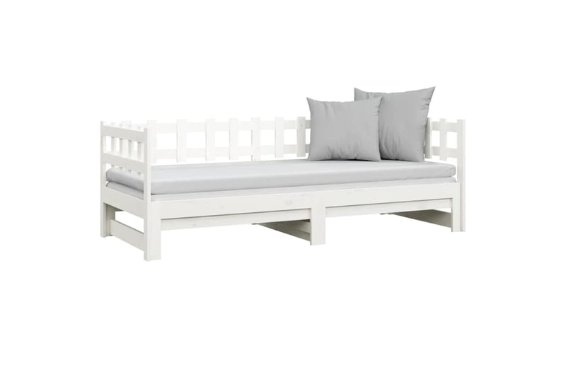 beBasic Sohvasänky ulosvedettävä valkoinen 2x (80x200) cm täysi mänty - Valkoinen - Huonekalut - Sänky - Sänkykehikot & sängynrungot