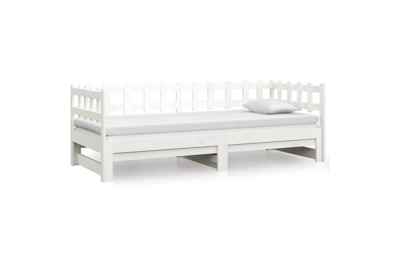 beBasic Sohvasänky ulosvedettävä valkoinen 2x (80x200) cm täysi mänty - Valkoinen - Huonekalut - Sänky - Sänkykehikot & sängynrungot