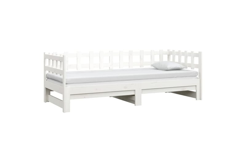 beBasic Sohvasänky ulosvedettävä valkoinen 2x (80x200) cm täysi mänty - Valkoinen - Huonekalut - Sänky - Sänkykehikot & sängynrungot