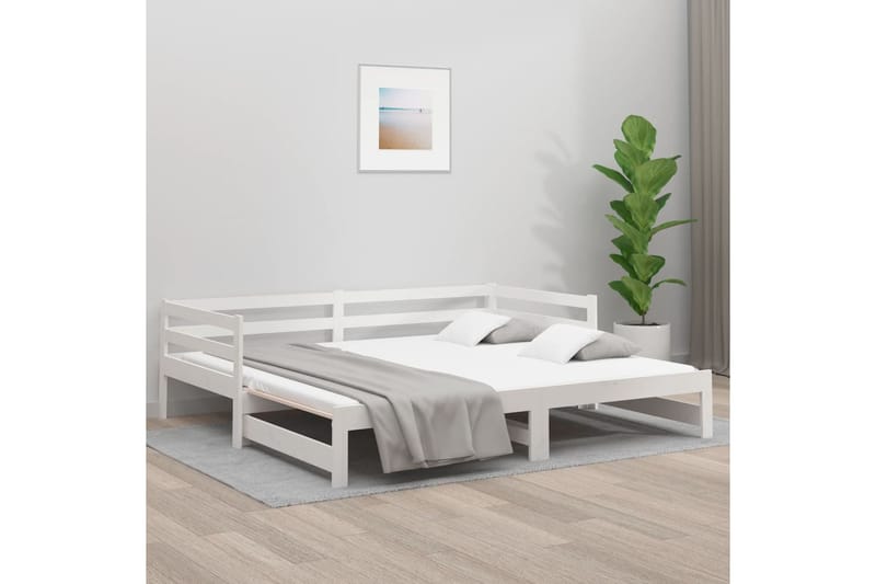 beBasic Sohvasänky ulosvedettävä valkoinen 2x (90x190) cm täysi mänty - Valkoinen - Huonekalut - Sänky - Sänkykehikot & sängynrungot