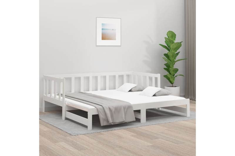 beBasic Sohvasänky ulosvedettävä valkoinen 2x (90x190) cm täysi mänty - Valkoinen - Huonekalut - Sänky - Sänkykehikot & sängynrungot