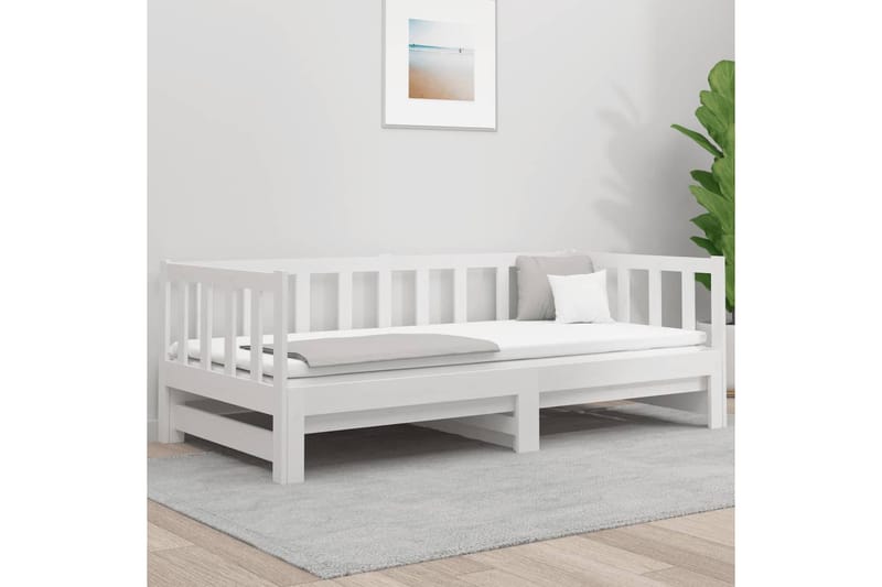 beBasic Sohvasänky ulosvedettävä valkoinen 2x (90x190) cm täysi mänty - Valkoinen - Huonekalut - Sänky - Sänkykehikot & sängynrungot