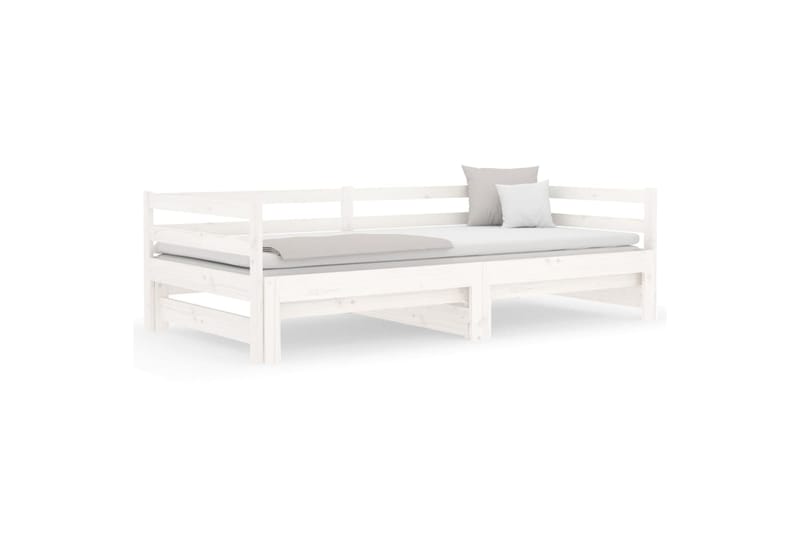 beBasic Sohvasänky ulosvedettävä valkoinen 2x (90x190) cm täysi mänty - Valkoinen - Huonekalut - Sänky - Sänkykehikot & sängynrungot