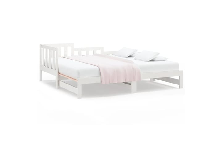 beBasic Sohvasänky ulosvedettävä valkoinen 2x (90x190) cm täysi mänty - Valkoinen - Sänkykehikot & sängynrungot