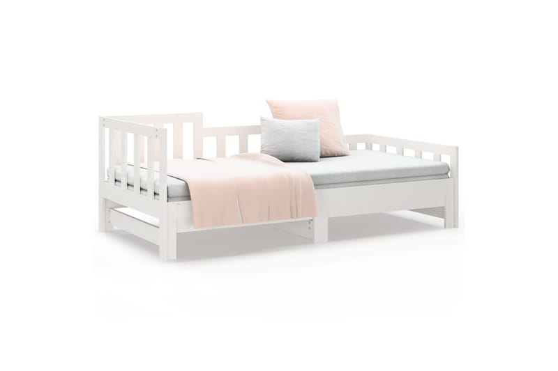 beBasic Sohvasänky ulosvedettävä valkoinen 2x (90x190) cm täysi mänty - Valkoinen - Huonekalut - Sänky - Sänkykehikot & sängynrungot