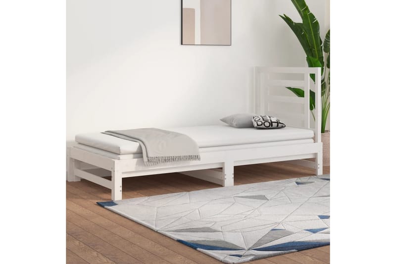 beBasic Sohvasänky ulosvedettävä valkoinen 2x (90x200) cm täysi mänty - Valkoinen - Huonekalut - Sänky - Sänkykehikot & sängynrungot