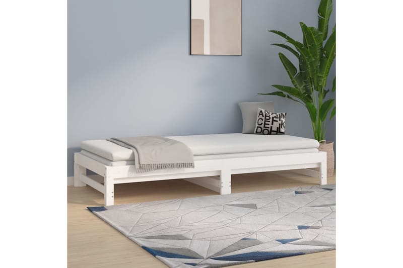 beBasic Sohvasänky ulosvedettävä valkoinen 2x (90x200) cm täysi mänty - Valkoinen - Huonekalut - Sänky - Sänkykehikot & sängynrungot