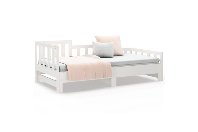 beBasic Sohvasänky ulosvedettävä valkoinen 2x (90x200) cm täysi mänty - Valkoinen - Huonekalut - Sänky - Sänkykehikot & sängynrungot