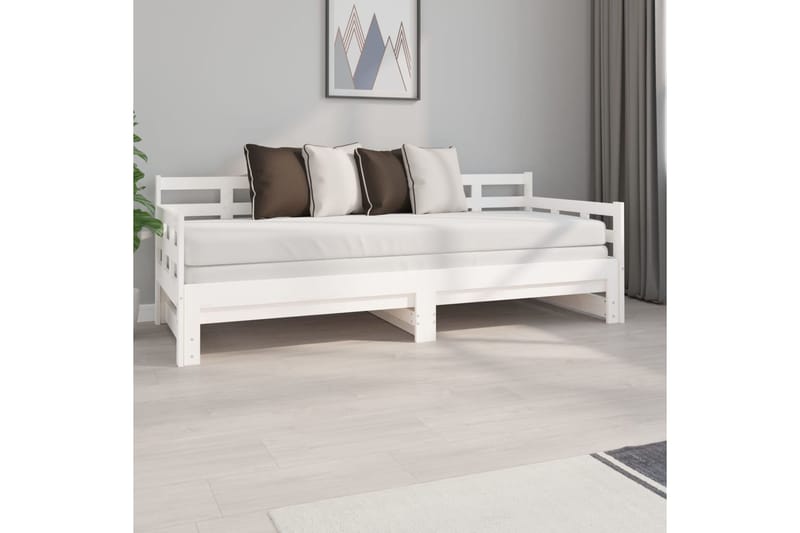 beBasic Sohvasänky ulosvedettävä valkoinen täysi mänty 2x (80x200) cm - Valkoinen - Huonekalut - Sänky - Sänkykehikot & sängynrungot