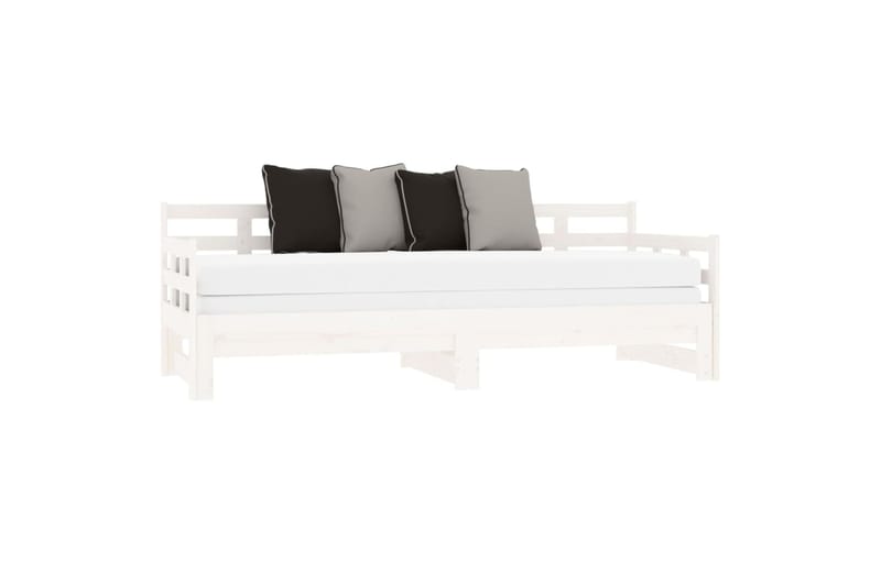 beBasic Sohvasänky ulosvedettävä valkoinen täysi mänty 2x (80x200) cm - Valkoinen - Huonekalut - Sänky - Sänkykehikot & sängynrungot