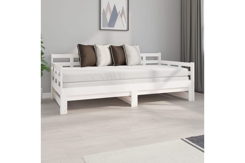 beBasic Sohvasänky ulosvedettävä valkoinen täysi mänty 2x (90x190) cm - Valkoinen - Huonekalut - Sänky - Sänkykehikot & sängynrungot