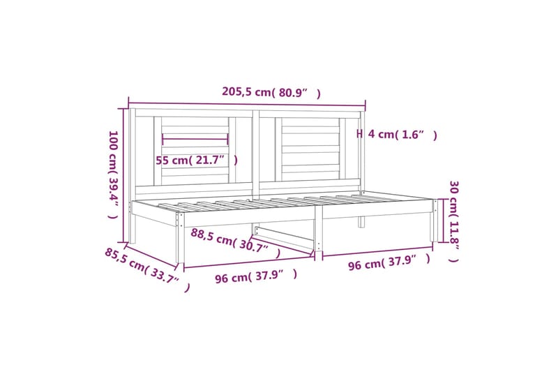 beBasic Sohvasänky valkoinen 80x200 cm täysi mänty - Valkoinen - Huonekalut - Sänky - Sänkykehikot & sängynrungot