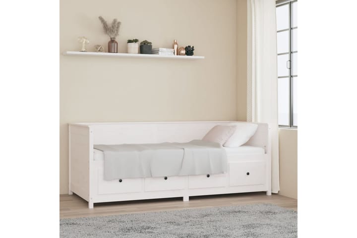 beBasic Sohvasänky valkoinen 80x200 cm täysi mänty - Valkoinen - Sänkykehikot & sängynrungot