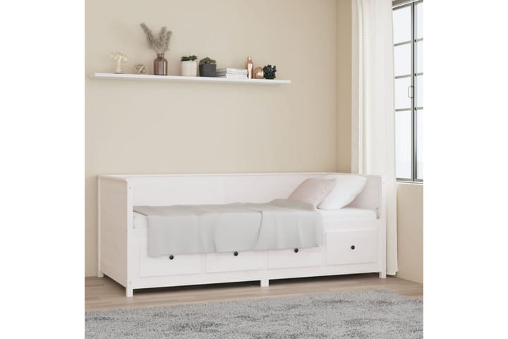 beBasic Sohvasänky valkoinen 90x200 cm täysi mänty - Valkoinen - Sänkykehikot & sängynrungot