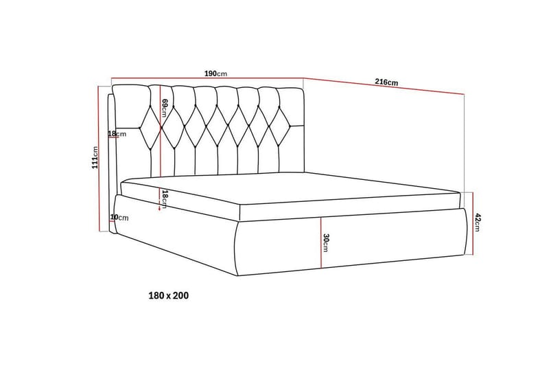 Bedford Sänkysetti säilytystilalla 180x200 cm - Musta - Huonekalut - Sänky - Sänkypaketti