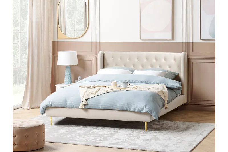 Bernie Sänkykehys 160x200 cm - Beige/Kulta - Huonekalut - Sänky - Sänkykehikot & sängynrungot