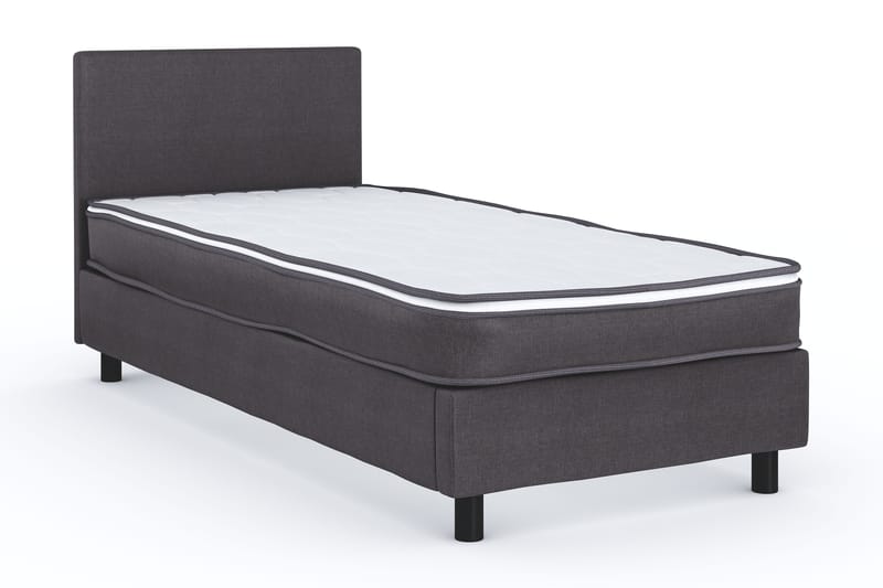 Billingen täydellinen sänkypaketti – continental-sänky 90x200 cm kankaalla verhoiltuna, sänkypäädyllä + petauspatja, kiinteysaste Medium - Harmaa - Huonekalut - Sänky - Yhden hengen sängyt