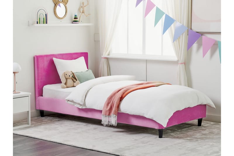 Bossom Sänkykehys 90x200 cm - Vaaleanpunainen/Tumma puu - Huonekalut - Sänky - Sänkykehikot & sängynrungot