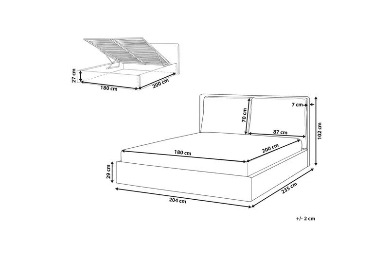 Braylon Sänkykehys 180x200 cm - Beige - Huonekalut - Sänky - Sänkykehikot & sängynrungot