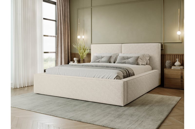 Bysantin Säilytyssänky 200x200 cm - Beige - Huonekalut - Sänky - Sängyt säilytystilalla