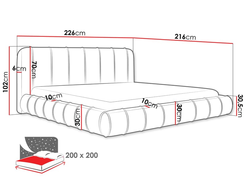 Calrosin Sängynrunko 200x200 cm Säilytystilalla - Musta - Huonekalut - Sänky - Sänkykehikot & sängynrungot