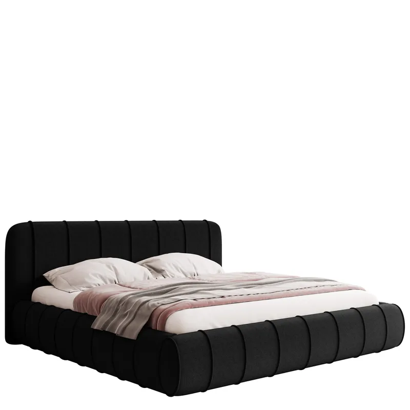 Calrosin Sängynrunko 200x200 cm Säilytystilalla, Musta