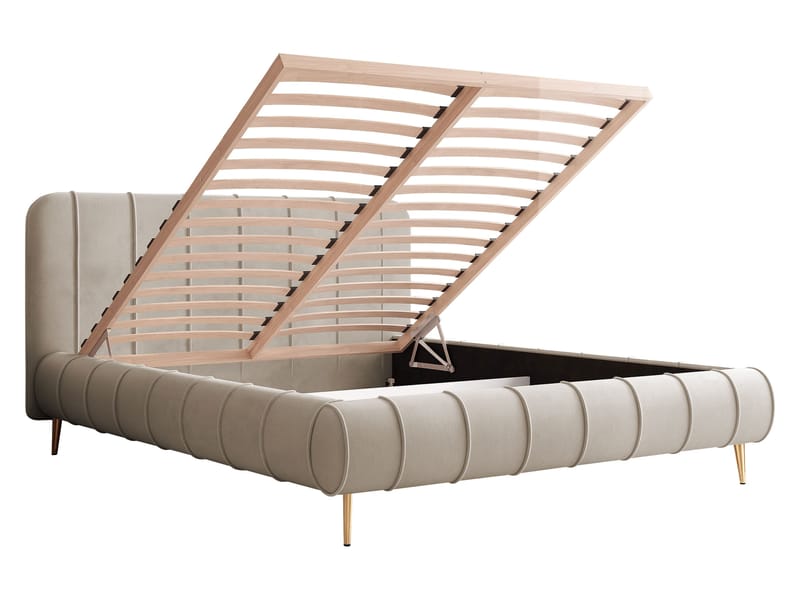 Calrosin Sängynrunko Jaloilla 200x200 cm Säilytystilalla - Beige - Huonekalut - Sänky - Sänkykehikot & sängynrungot