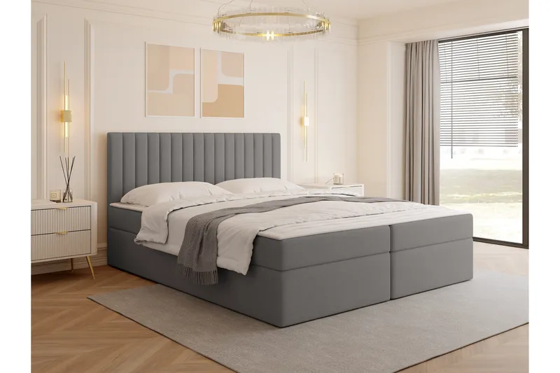 Calrosor Sänkypaketti Jenkkisänky ja säilytystilalla 140x200 cm - Harmaa - Huonekalut - Sänky - Jenkkisängyt