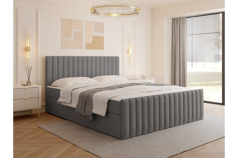 Calrosor Sänkypaketti Jenkkisänky ja säilytystilalla 140x200 cm - Harmaa - Huonekalut - Sänky - Jenkkisängyt