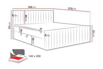 Calrosor Sänkypaketti Jenkkisänky ja säilytystilalla 140x200 cm - Musta - Huonekalut - Sänky - Jenkkisängyt
