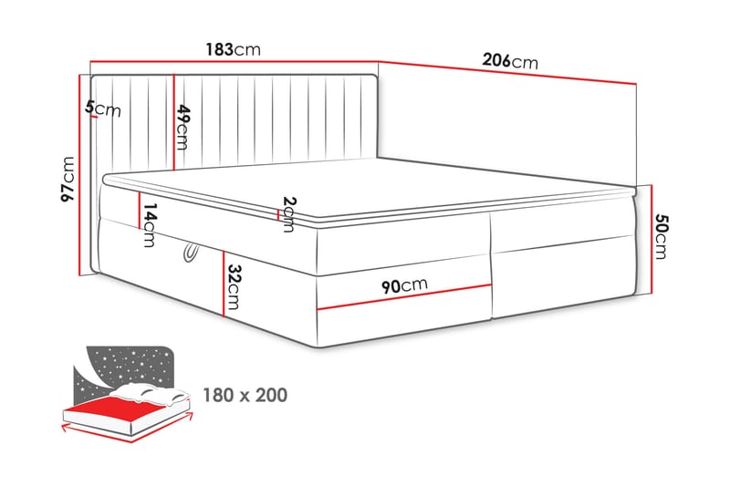 Calrosor Sänkypaketti Jenkkisänky ja säilytystilalla 180x200 cm - Vihreä - Huonekalut - Sänky - Jenkkisängyt