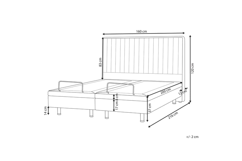 Carleigh Sänkykehys 160x200 cm - Beige - Huonekalut - Sänky - Moottorisänky