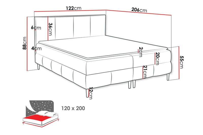 Celestine Säilytyssänky 120x200 cm - Beige/Harmaa - Huonekalut - Sänky - Sängyt säilytystilalla