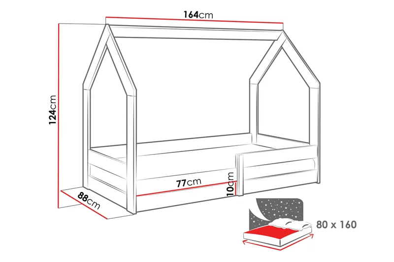 Cenon Sängynrunko 80x160 cm - Harmaa - Huonekalut - Sänky - Sänkykehikot & sängynrungot