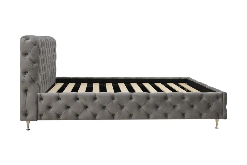 Chesterfield Sänkypaketti Sängynrunko ja Patja 160x200 cm - Harmaa - Huonekalut - Sänky - Runkopatjasängyt